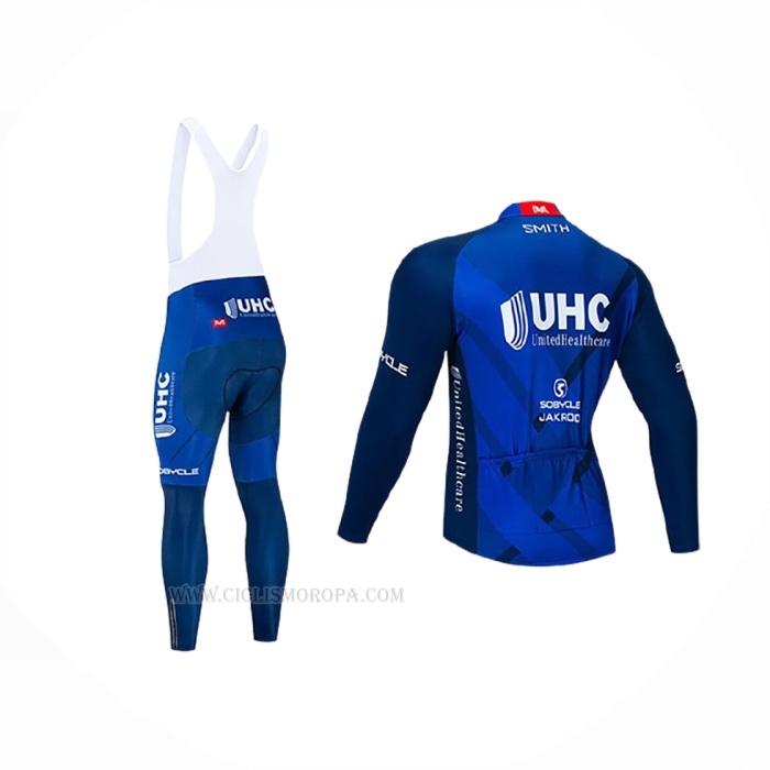 2020 Ropa Ciclismo UHC Apagado Azul Mangas Largas y Culotte Lunga